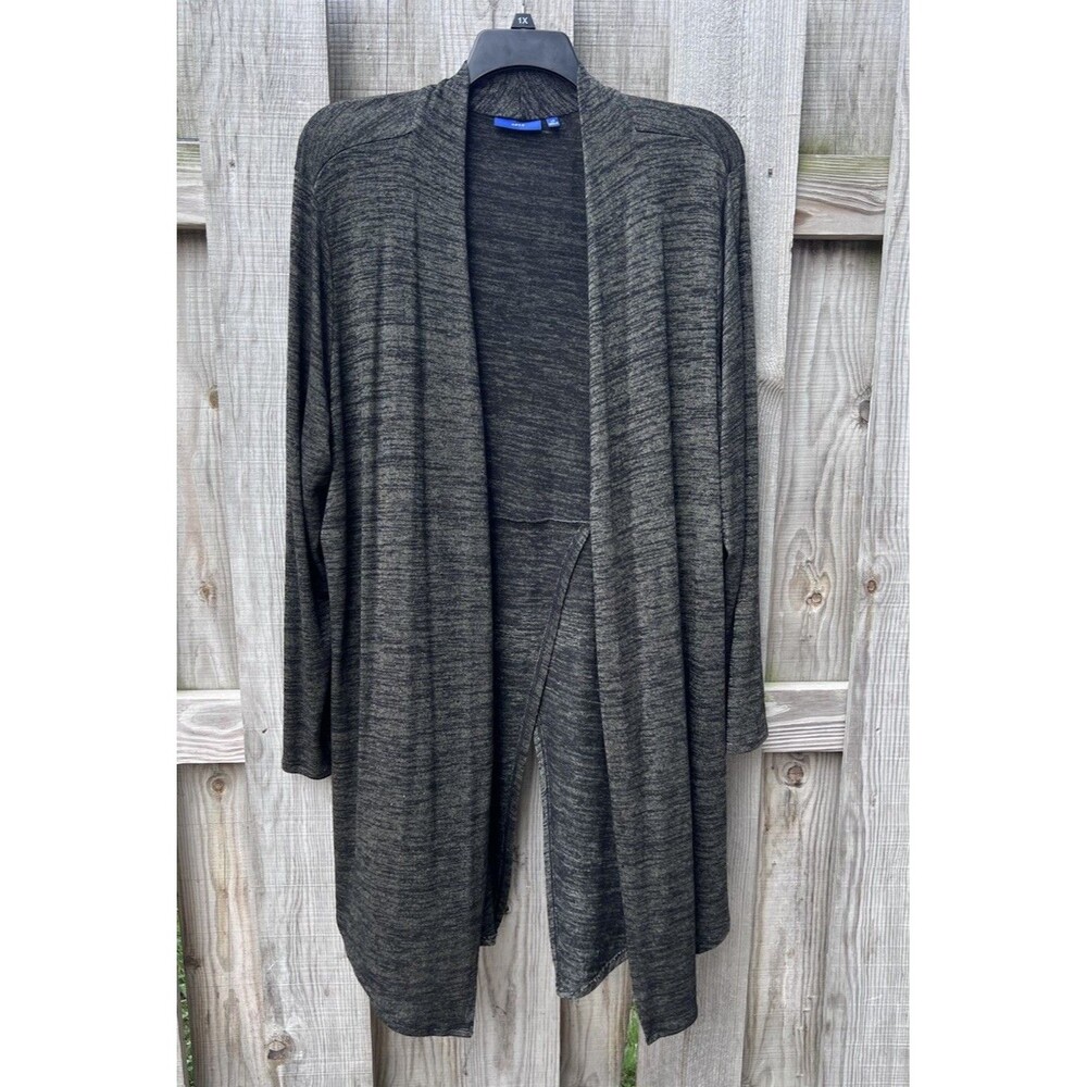 Apt 9 Open Front Duster Cardigan Heathered Gray & Green Polyester Women’s 2x